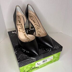 Sam Edelman Black Pointed Toe Leather High Heels